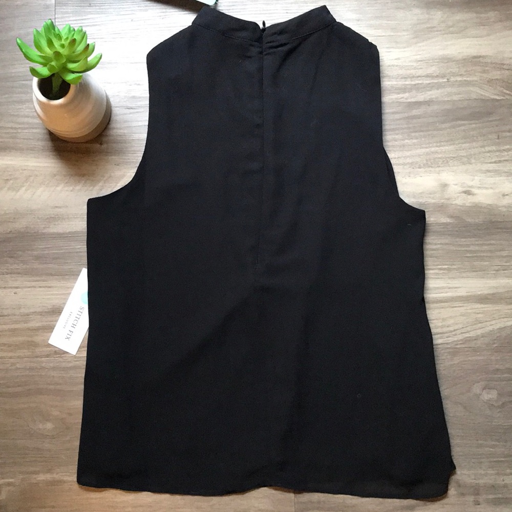 Q&A Mesh Women’s Blouse Black Sleeveless Dressy Top Small - Picture 4 of 16